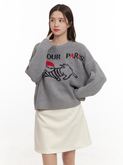 Paris Puppy Graphic Sweater CJ515