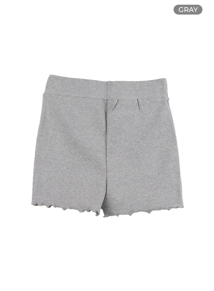 solid-ruffle-mini-shorts-ca422 / Gray