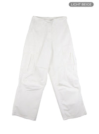 pintuck-buttoned-cargo-pants-cy403 / Light beige