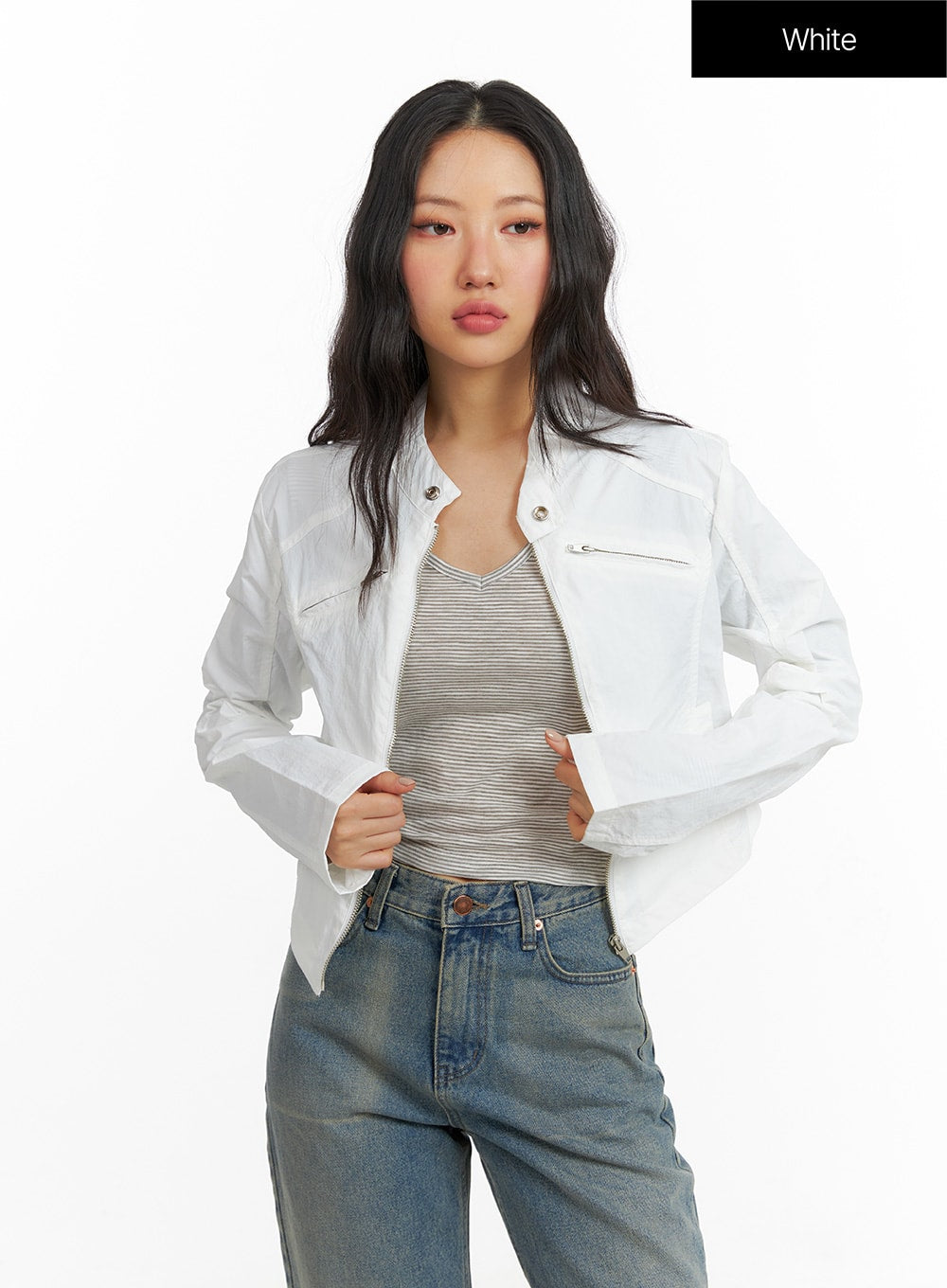 collar-pocket-jacket-cf407 / White