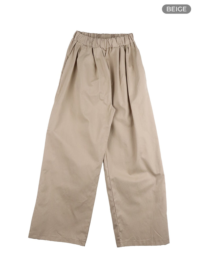 pintuck-wide-leg-trousers-oa419 / Beige