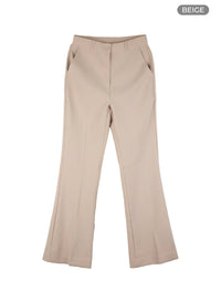 sleek-solid-flared-trousers-os423 / Beige