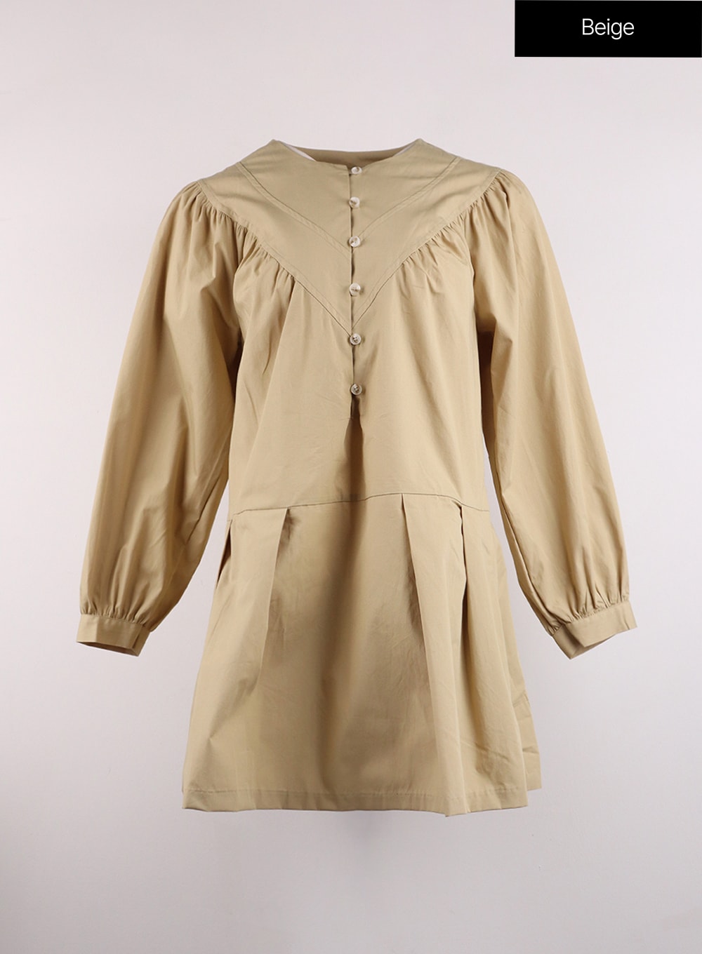 buttoned-a-line-mini-dress-oj431 / Beige