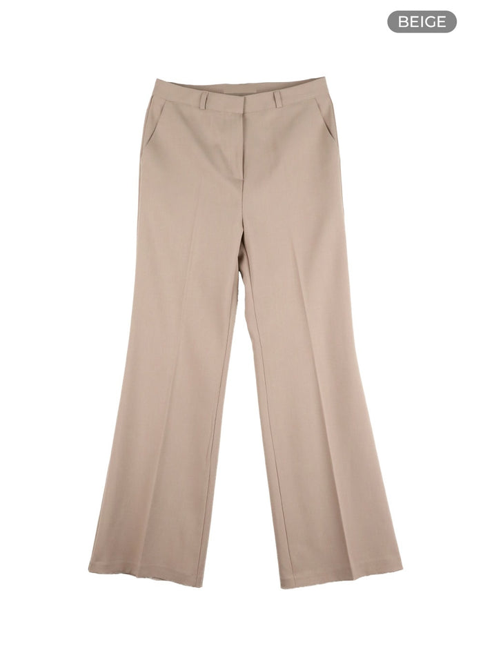 solid-bootcut-trousers-oy421 / Beige