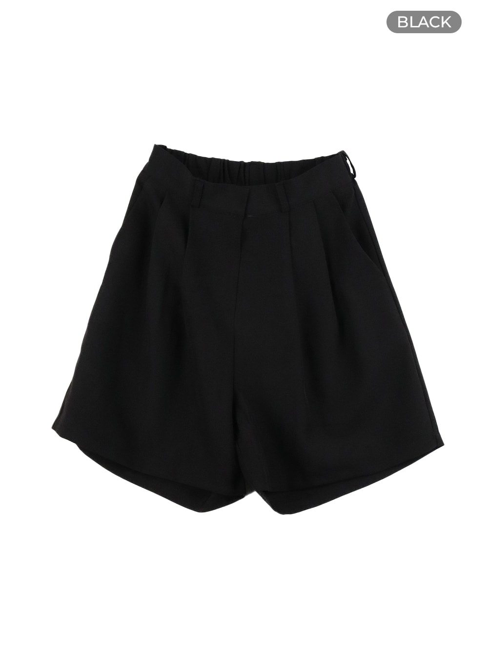 pintuck-tailored-shorts-ca409 / Black