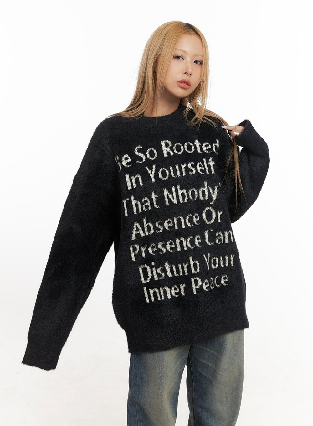 Fuzzy Graphic Oversized Sweater CJ508