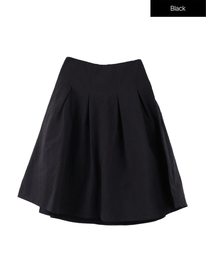solid-midi-skirt-of420 / Black