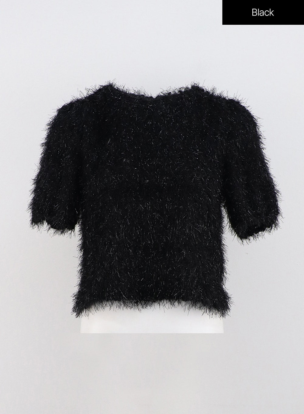 textured-short-sleeve-knit-sweater-on320 / Black