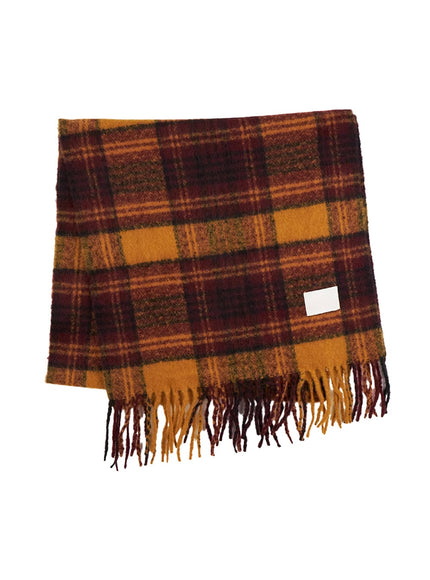 polyester-checkered-wrap-scarf-cn411 / Brown