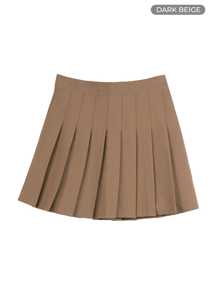 pleated-chic-mini-skirt-ou419 / Dark beige