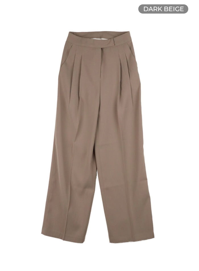 solid-wide-fit-trousers-oy409 / Dark beige