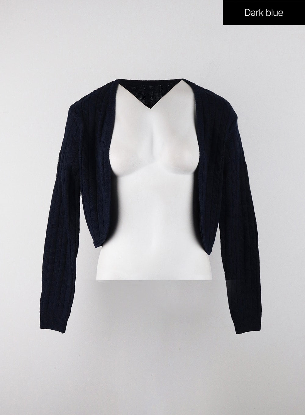 knit-binding-long-sleeve-shrug-oj405 / Dark blue