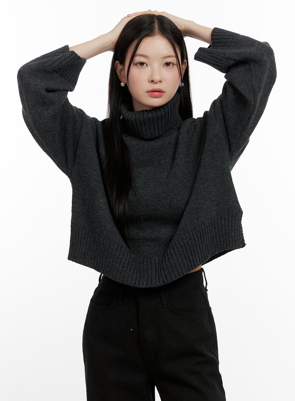 warm-turtleneck-sweater-on408 / Dark gray