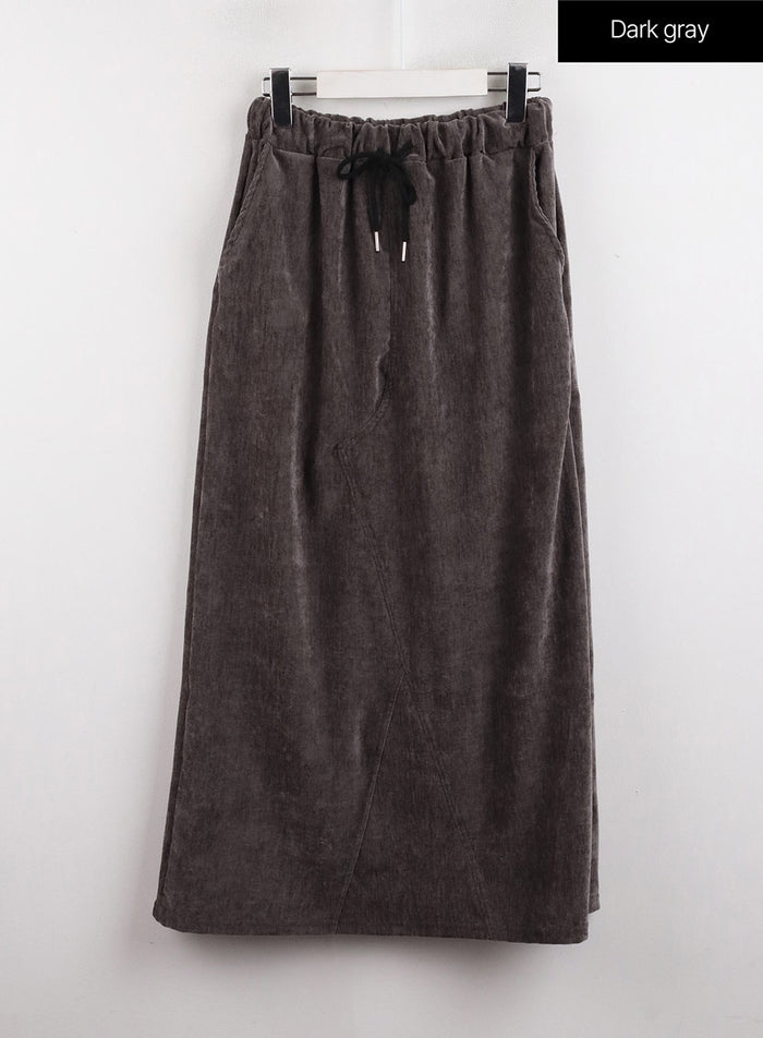 drawstring-waist-maxi-skirt-cj417 / Dark gray