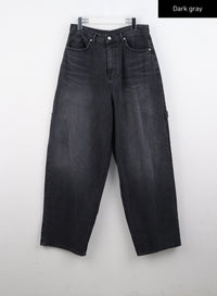 washed-cotton-wide-leg-jeans-co323 / Dark gray