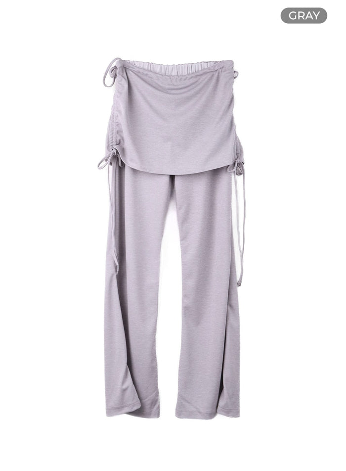 shirred-string-layered-pants-cf422 / Gray