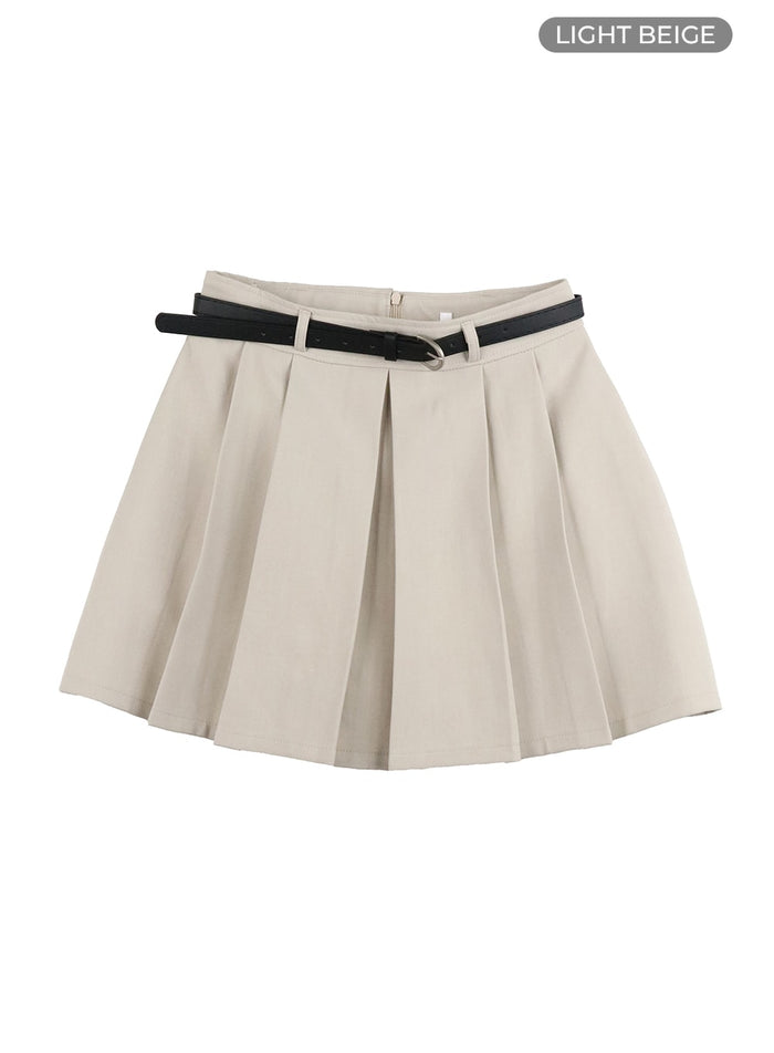 box-pleated-mini-skirt-oa423 / Light beige