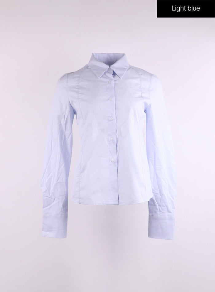 solid-button-up-shirt-cj429 / Light blue
