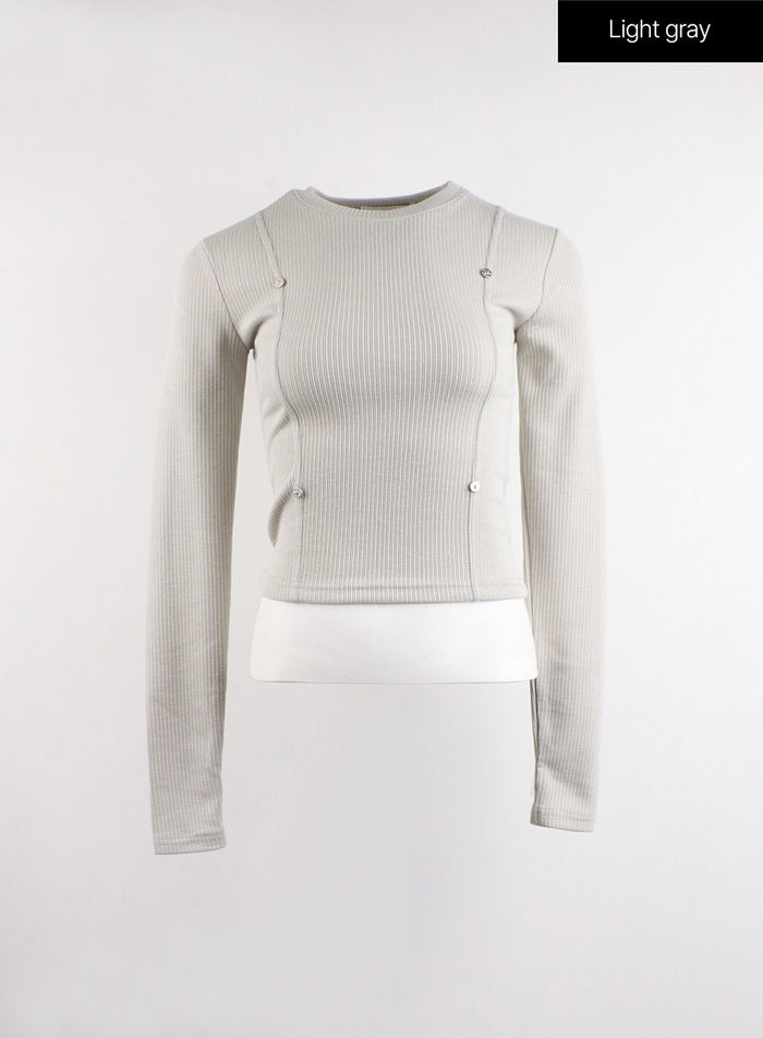 studded-knit-top-with-long-sleeves-cj417 / Light gray