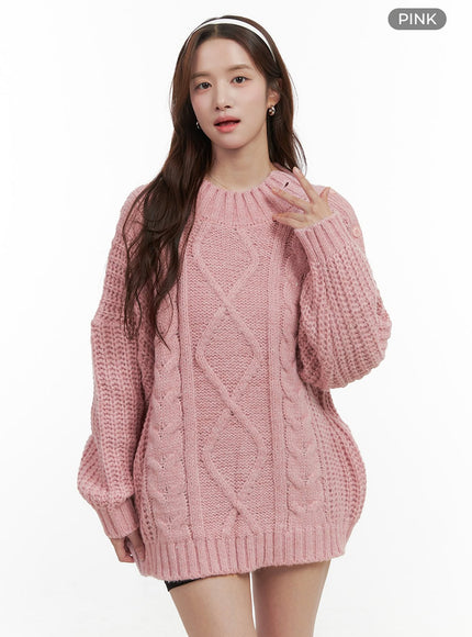 loose-fit-knit-mini-dress-oo421 / Pink