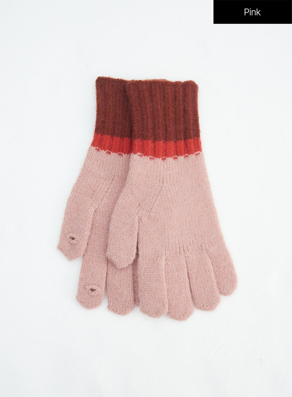 color-block-knit-gloves-in317 / Pink