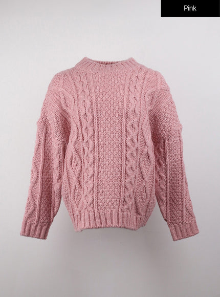 cable-knit-sweater-oj412 / Pink