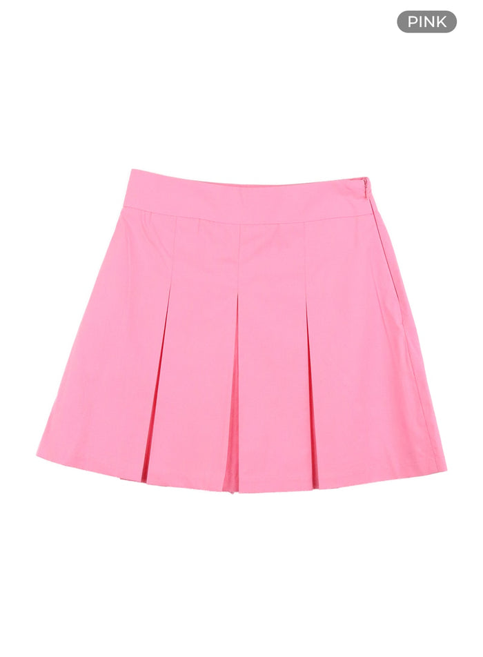 box-pleated-mini-skirt-oa419 / Pink