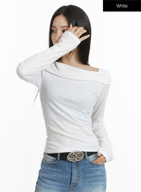 off-shoulder-long-sleeve-top-cf415 / White