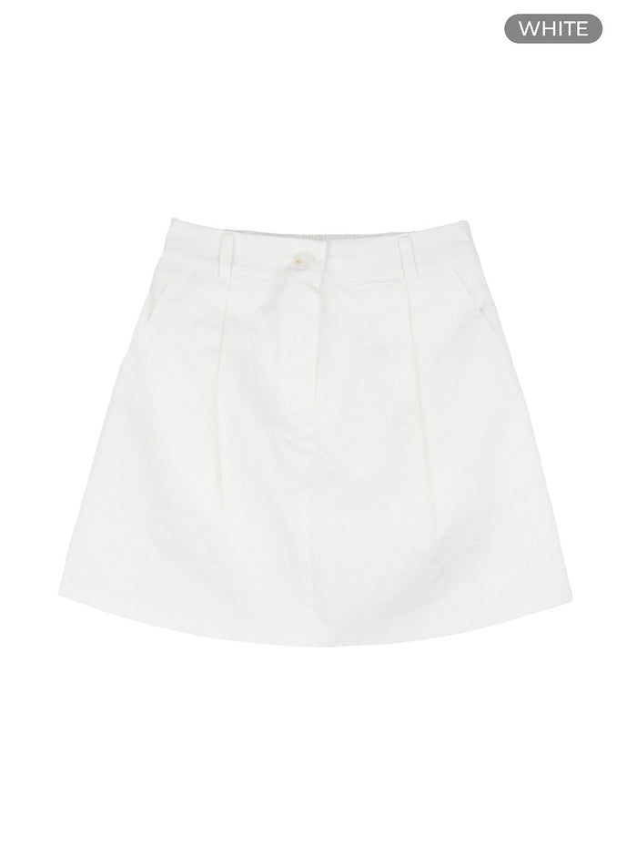 cotton-pintuck-mini-skirt-ou427 / White