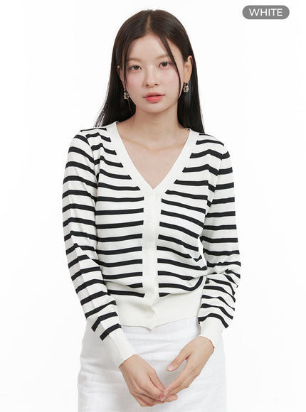 stripe-knit-cardigan-og419 / White