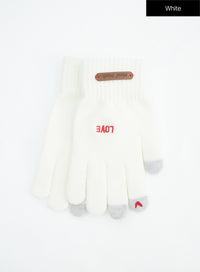 embroidered-lettering-gloves-in317 / White