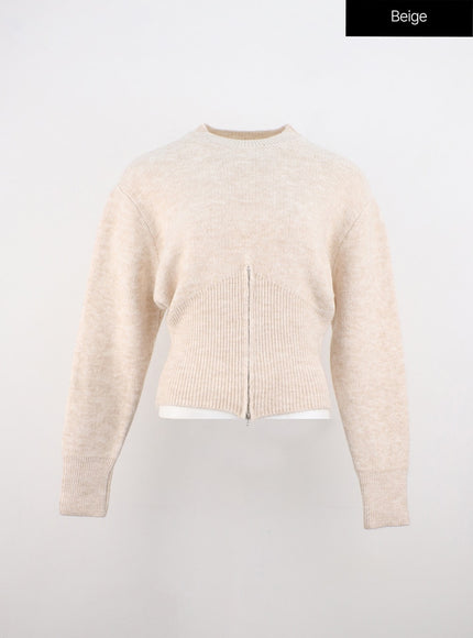 textured-twist-pullover-knit-oo319 / Beige