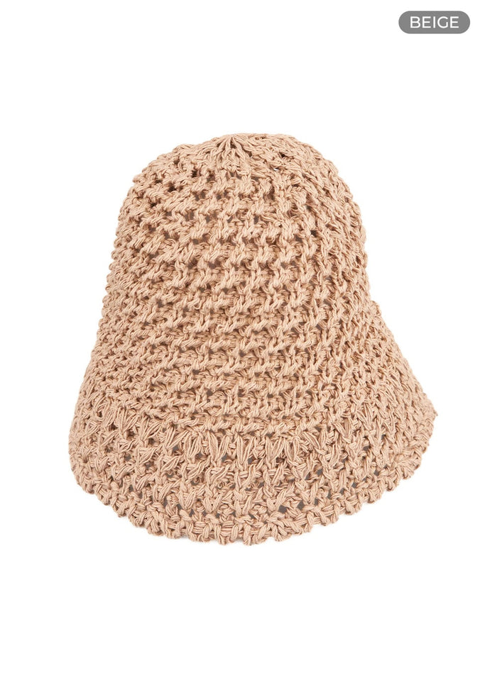 crochet-bucket-hat-cl410 / Beige