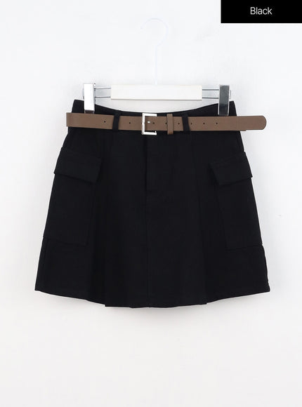 cargo-mini-skirt-with-belt-on307 / Black