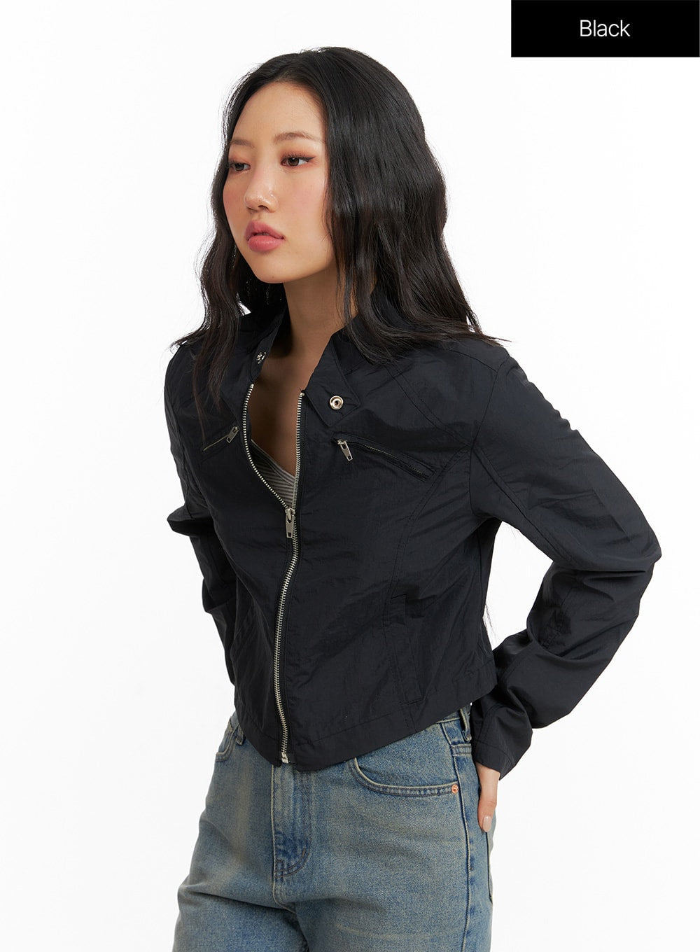 collar-pocket-jacket-cf407 / Black