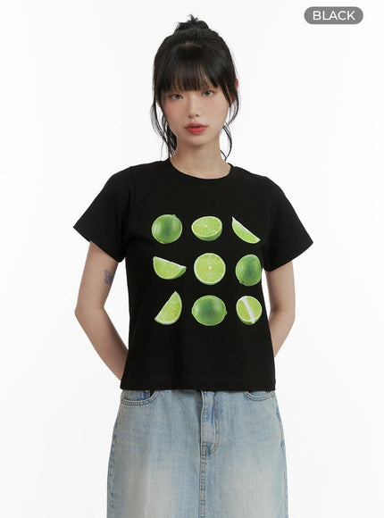 lemon-lime-crop-tee-cu410 / Black