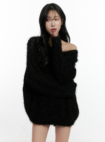 cozyknit-oversize-sweater-cn408 / Black