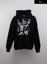 unisex-cozy-graphic-oversized-zip-up-hoodie-cj411 / Black