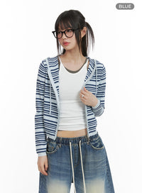 striped-zip-up-cropped-hoodie-ca418 / Blue
