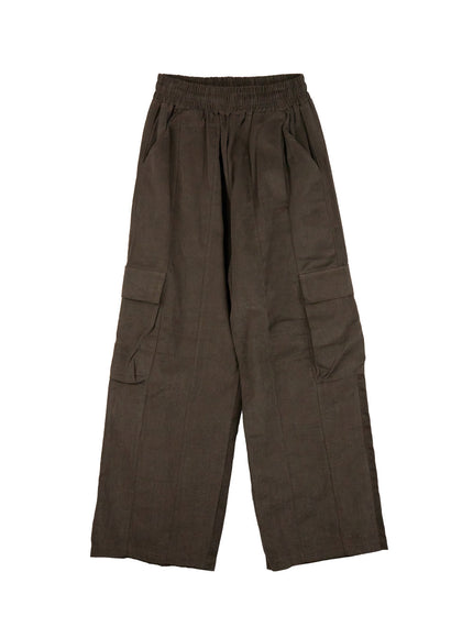 cargo-wide-leg-trousers-cn416 / Brown