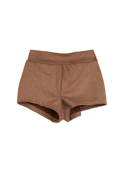 solid-stretch-suede-shorts-cn422 / Brown