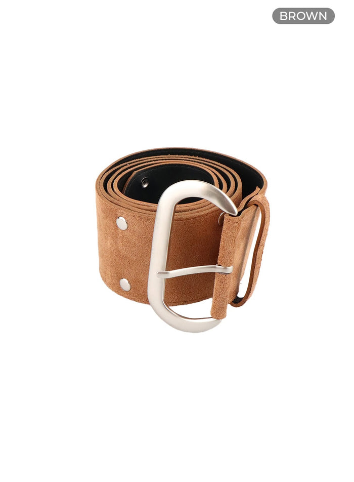 stud-buckle-faux-leather-belt-cy403 / Brown