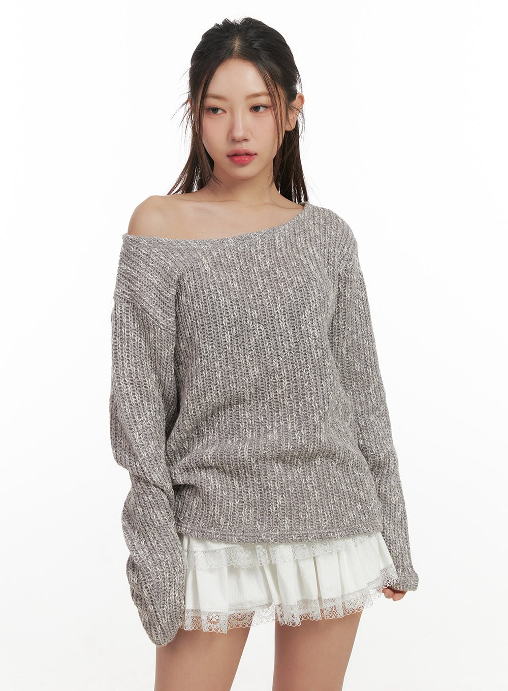 elegant-off-shoulder-shirt-cn428 / Gray