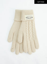 cable-knit-gloves-in317 / Light beige