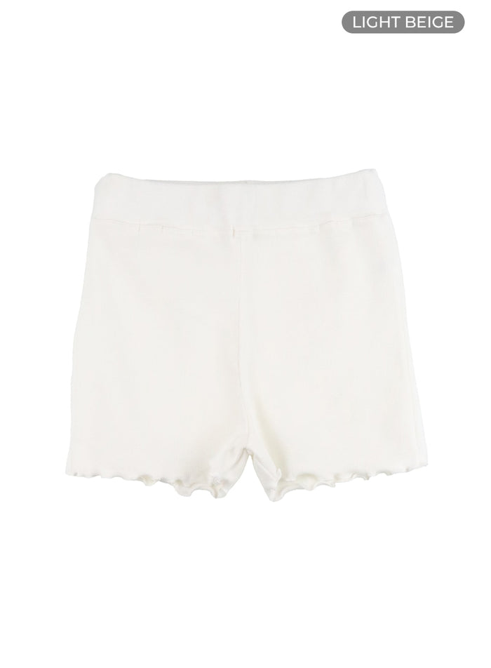 solid-ruffle-mini-shorts-ca422 / Light beige