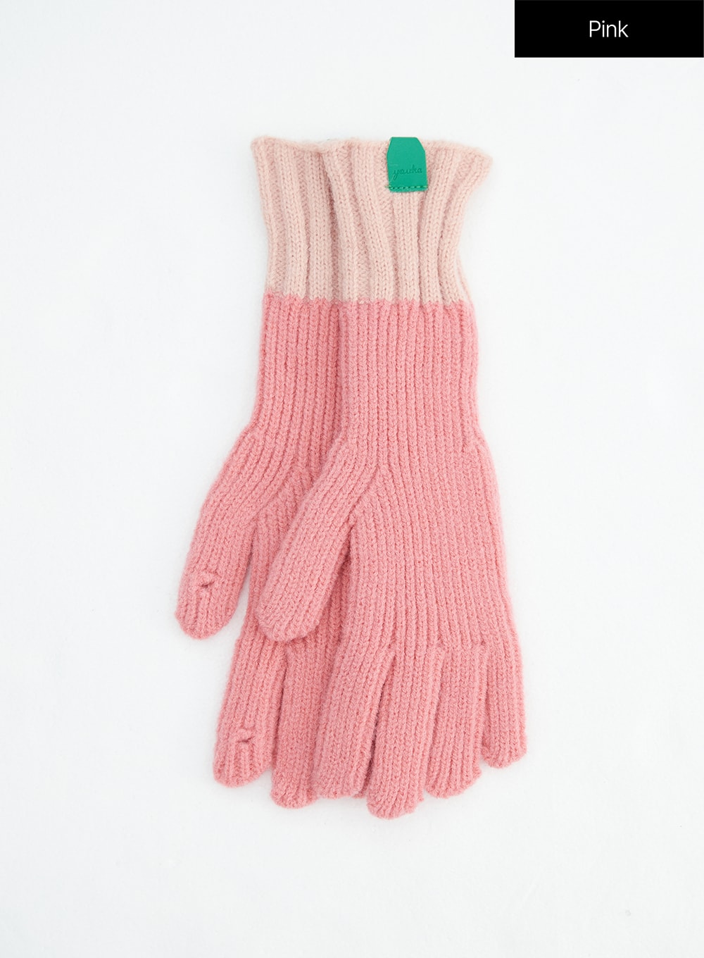 ribbed-color-block-gloves-in317 / Pink
