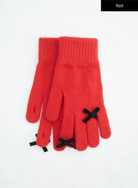ribbon-knit-gloves-in317 / Red