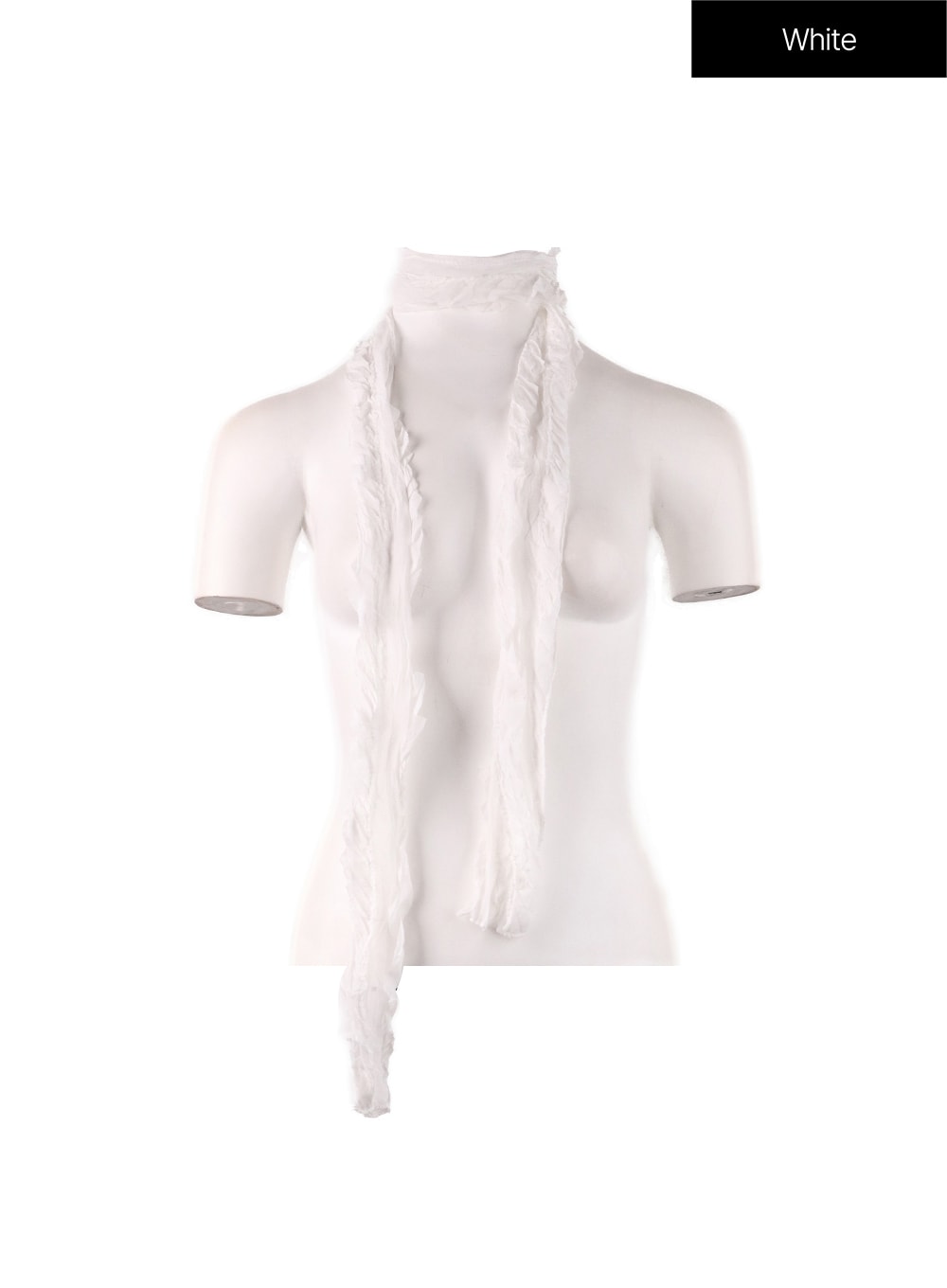 wrinkled-skinny-scarf-cf408 / White