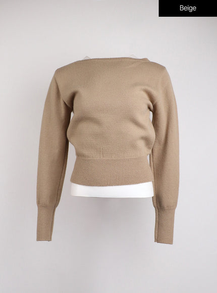 boat-neck-knit-sweater-oj422 / Beige