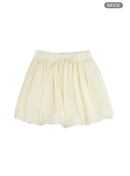 string-banded-bubble-hem-mini-skirt-ol411 / Beige